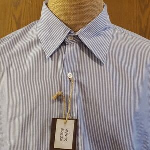 Roar nwt blue white pinstriped long sleeve shirt